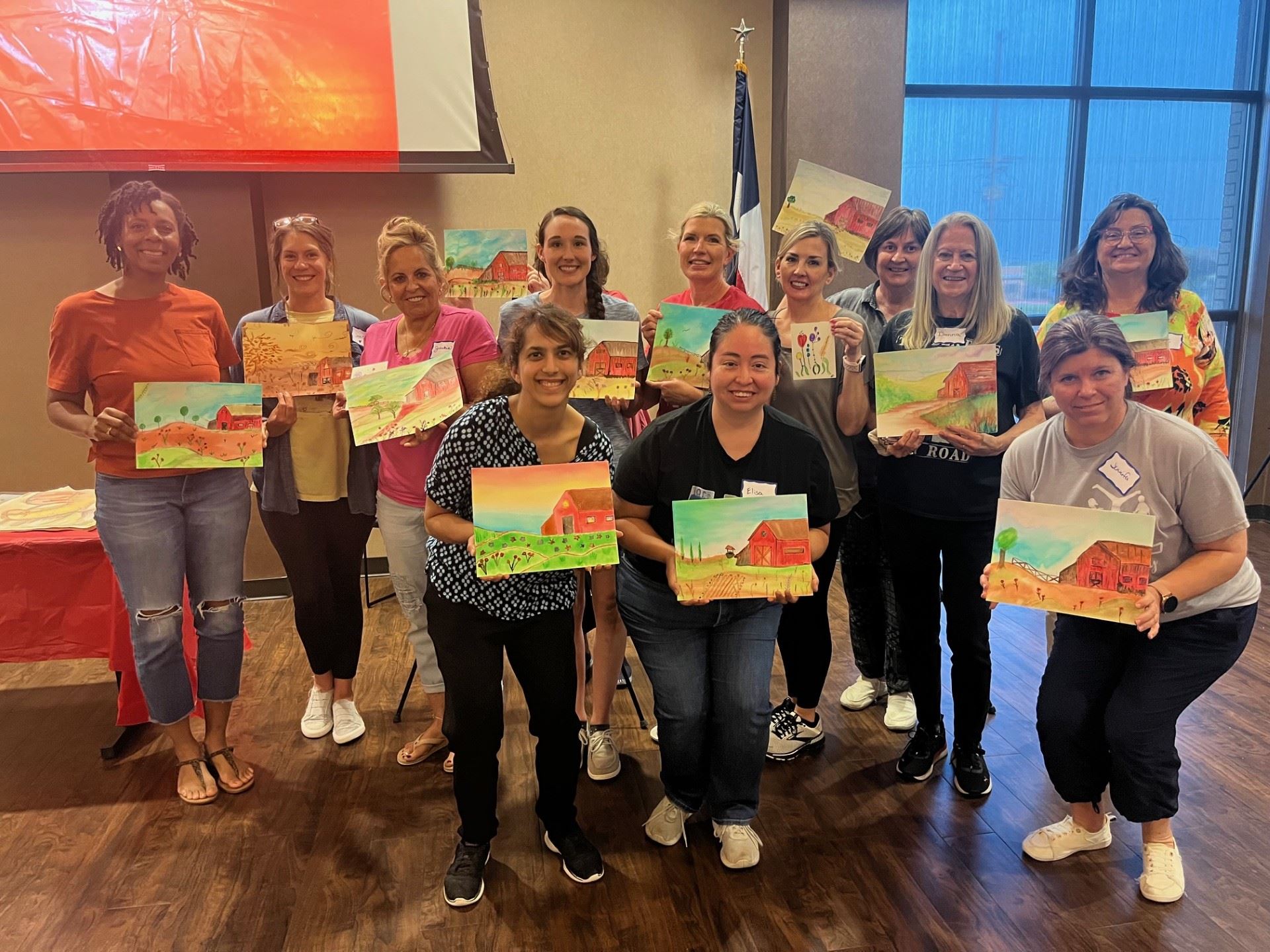 watercolor class group picture